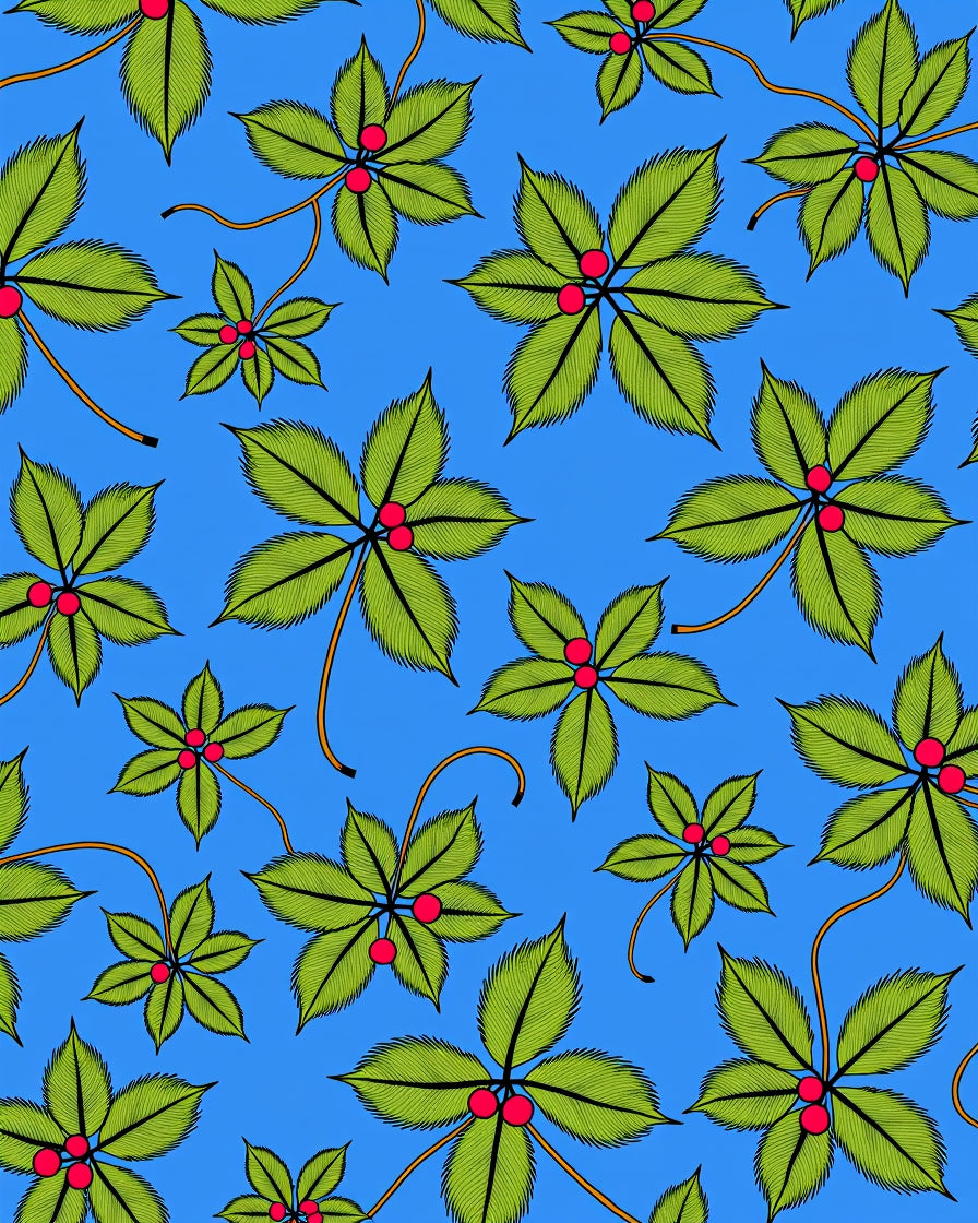 Vibrant Green Leaf Berry Cluster Rug