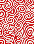 Vibrant Red Swirl Cartoony Feline Rug