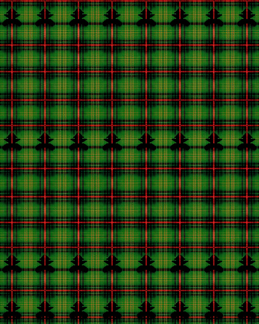 Green Tartan Christmas Tree Repeat Rug