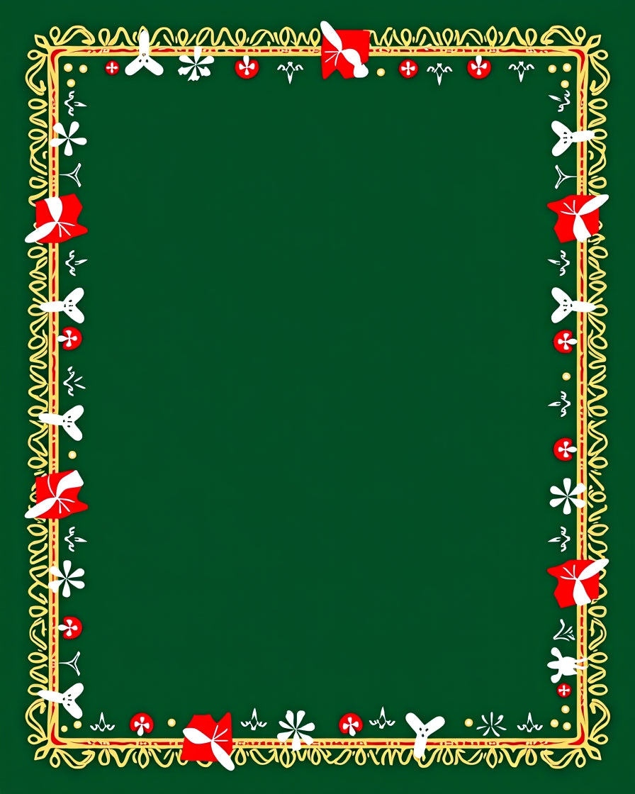 Emerald Green Red White Gilded Frame Rug