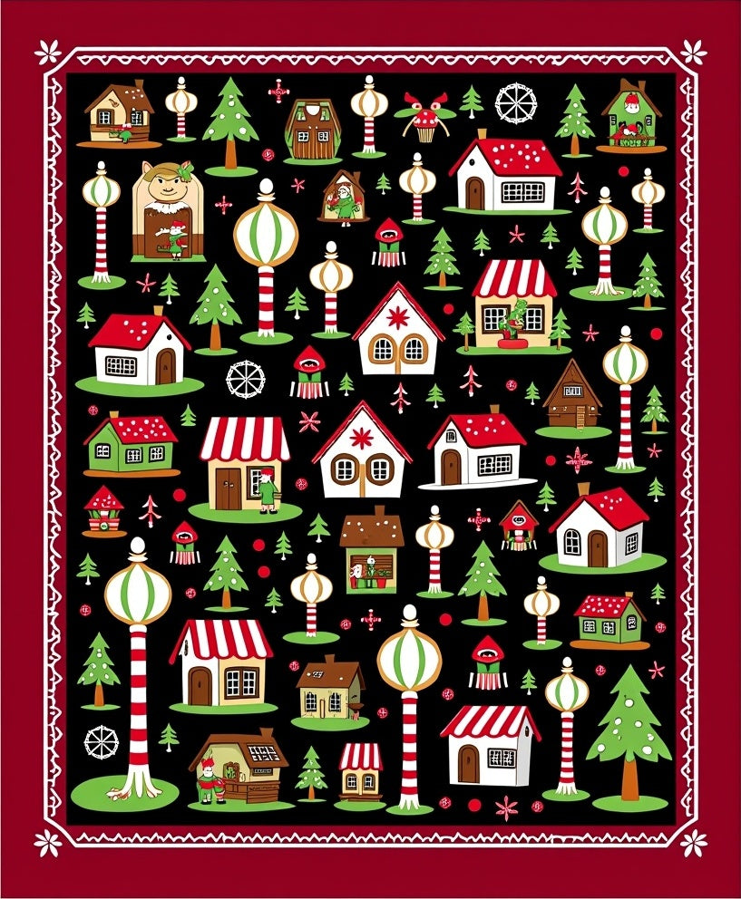 Charming Village Holiday Homes and Trees Rug