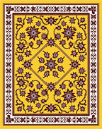 Golden Starburst Floral Border Rug