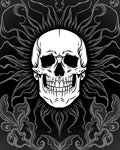 Dark Skull Floral Swirls Rug