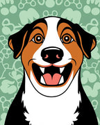 playful tri-color dog playful background Rug