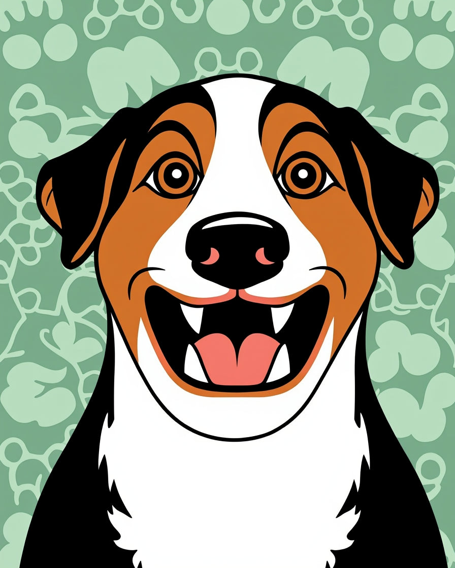 playful tri-color dog playful background Rug