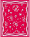 Crimson Snowflakes Decorative Border Rug
