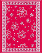 Crimson Snowflakes Decorative Border Rug