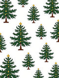Festive Green Christmas Trees Gold Ornaments Rug