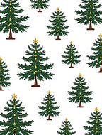 Festive Green Christmas Trees Gold Ornaments Rug