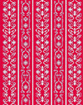 Crimson White Vertical Tribal Scroll Rug