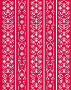 Crimson White Vertical Tribal Scroll Rug