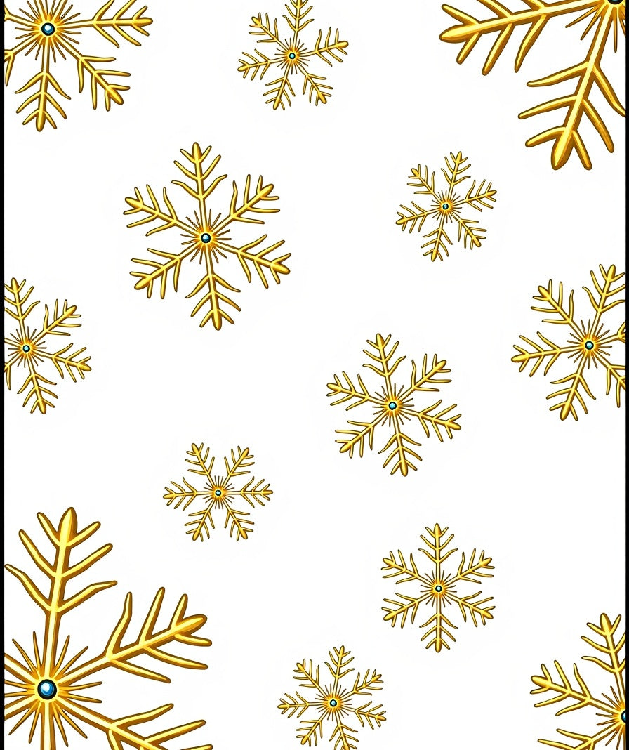 Golden Snowflake Winter Cluster Rug