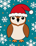 Festive Owl with Snowflakes Christmas Rug