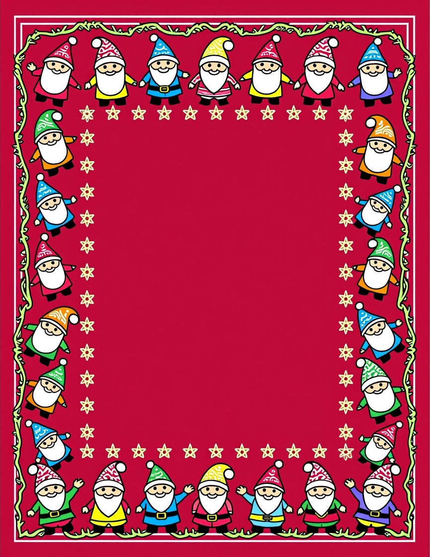 Festive Gnome Border Christmas Rug