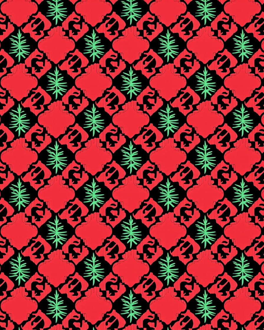Crimson Emerald Arabesque Lattice Rug