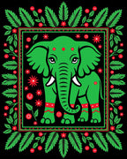 Green Elephant Surrounded By Foliage Rug