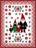 Whimsical Red Festive Gnome Family Snowflakes Rug