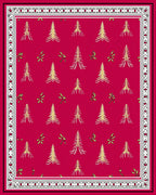 Crimson Pinecone Forest Whimsical Border Rug