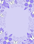 Purple Floral Butterfly Frame Rug