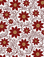 Burgundy Blossom Vine Swirl Rug