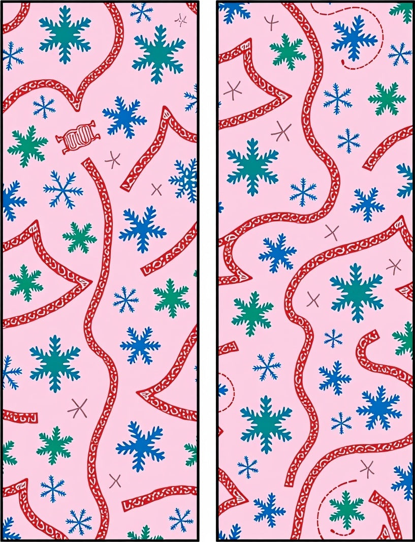 Pink Snowflakes and Red Ribbon Scatter Rug