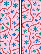 Pink Snowflakes and Red Ribbon Scatter Rug