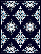 Navy Blue White Blue Floral Medallion Rug