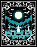 Halloween Haunted Graveyard Moon Bats Rug