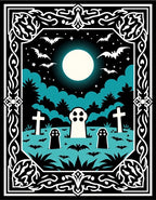 Halloween Haunted Graveyard Moon Bats Rug