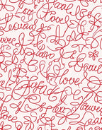 Crimson Script Heart Letters Rug