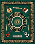 Vintage Musical Instruments Gold Border Rug