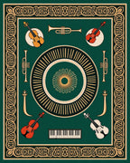Vintage Musical Instruments Gold Border Rug