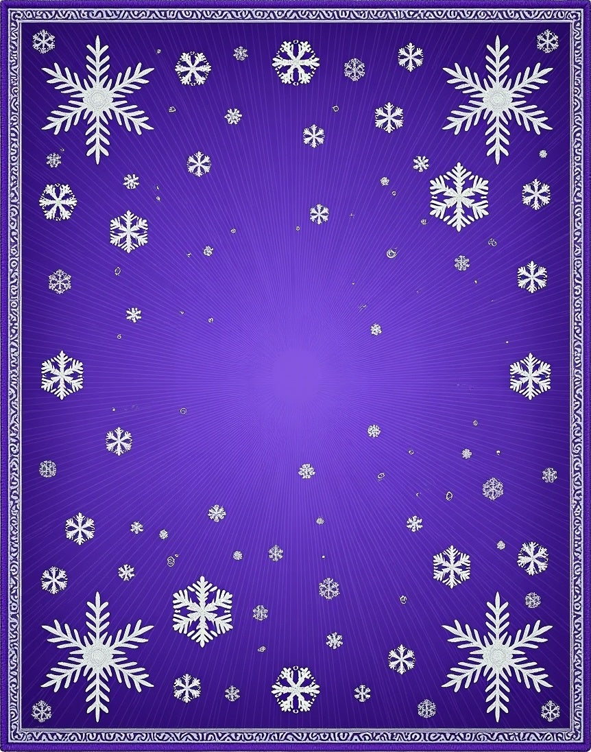 Sparkling White Snowflake Violet Burst Rug