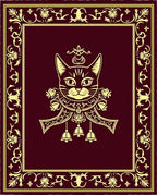 Regal Feline Crimson Ornamental Brocade Rug