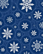 Deep Blue Winter Snowflake Circles Rug