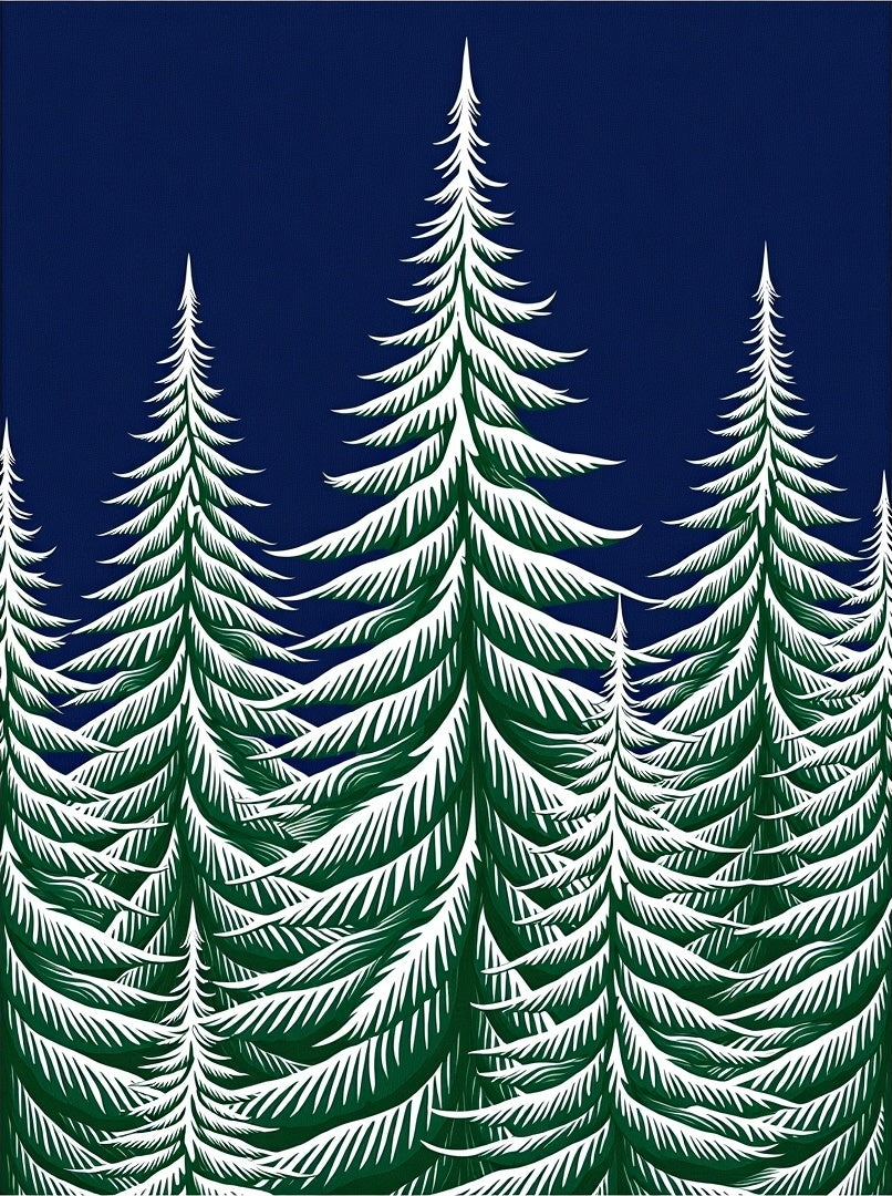 Dark Forest Pine Trees Rug