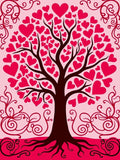 Heart Tree Branches Pink Red Swirls Rug
