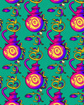 Vibrant Purple Yellow Swirl Vessel Rug