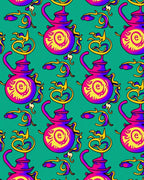 Vibrant Purple Yellow Swirl Vessel Rug