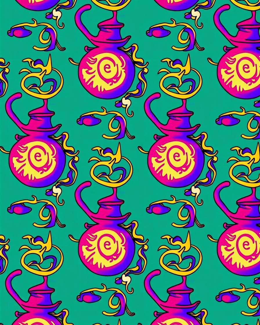Vibrant Purple Yellow Swirl Vessel Rug