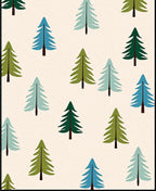 Evergreen Forest Trees On Cream Rug