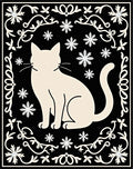 Cream cat snow flake accent frame Rug