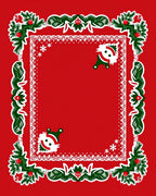 Red Evergreen Holly Santa Border Rug
