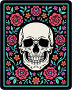 Whimsical Skull Floral Surround Rug