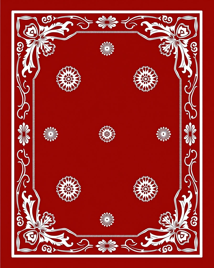 Classic Red Floral Medallion Border Rug