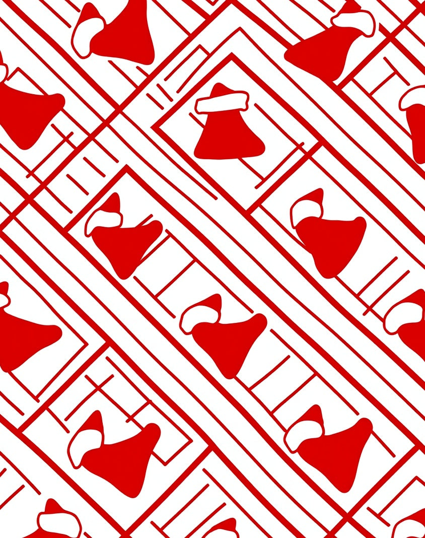 Festive Red Santa Hat Geometric Lines Rug