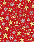 Holiday Gingerbread Snowflakes Red Rug