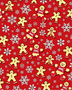 Holiday Gingerbread Snowflakes Red Rug