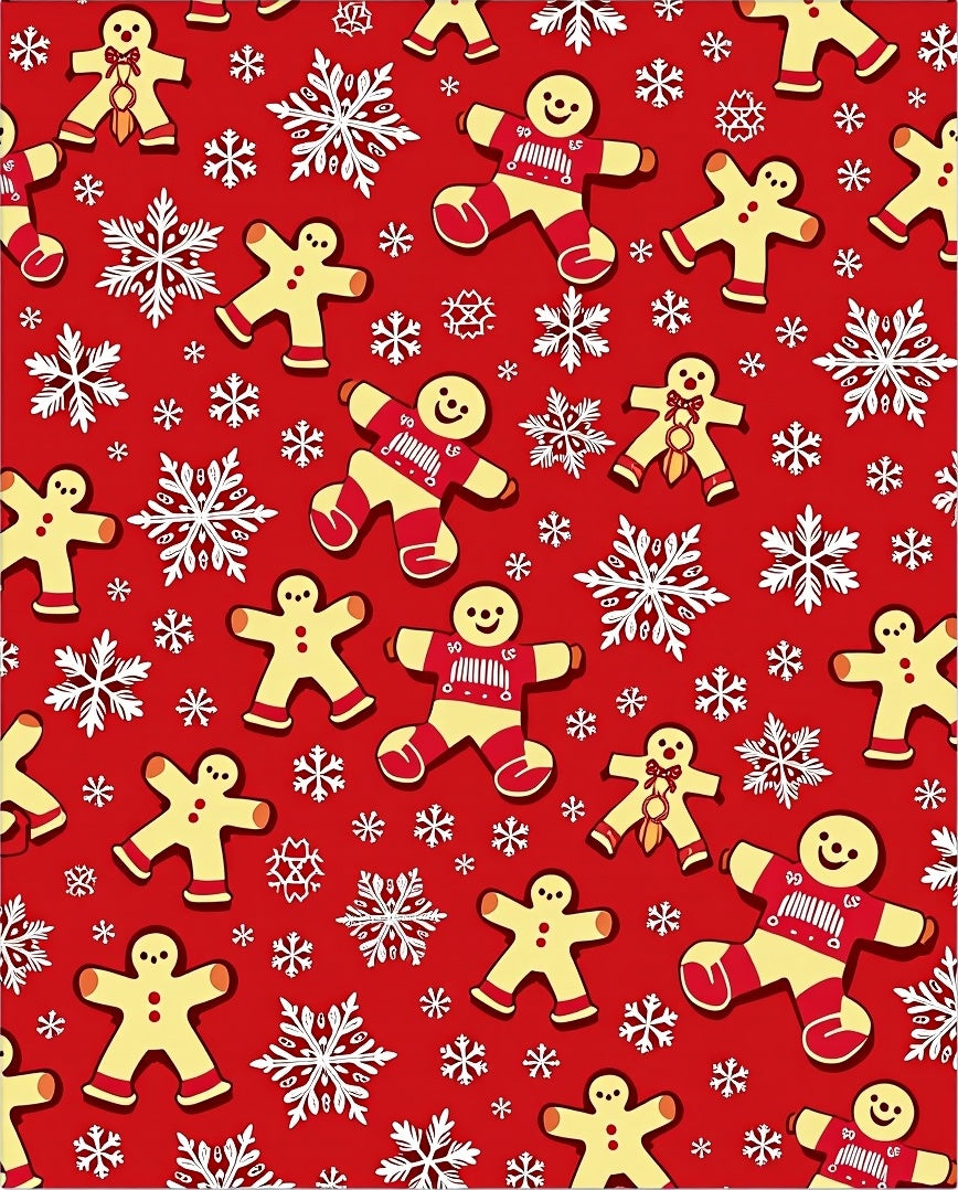 Holiday Gingerbread Snowflakes Red Rug