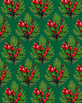 Vibrant Red Berry Pine Branches Rug